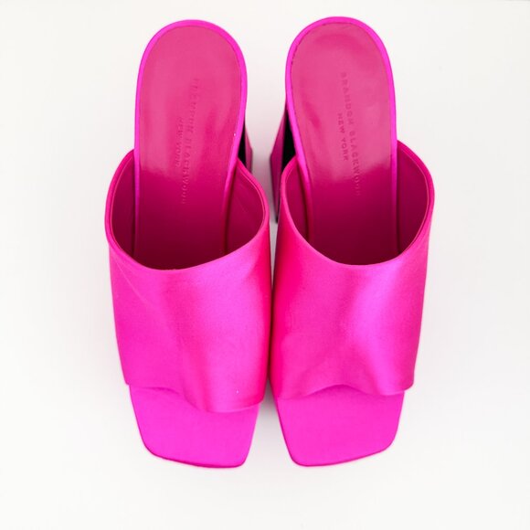 Brandon Blackwood Harlo Mule Platform Sandal Satin Hot Pink - Picture 10 of 16